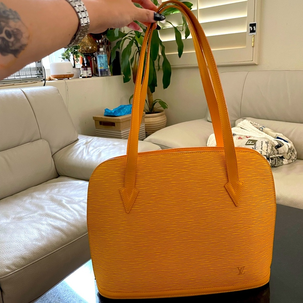 LV Tassil Yellow Epi Leather Lussac Tote Bag